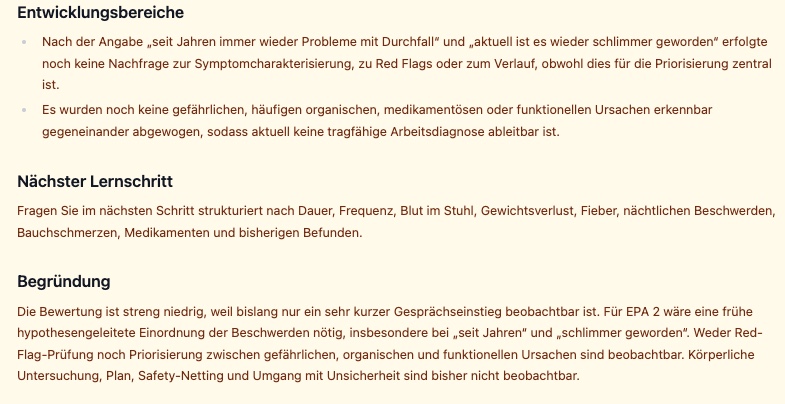 Beispiel einer Feedback-Auswertung im PerTRAIN-Tool